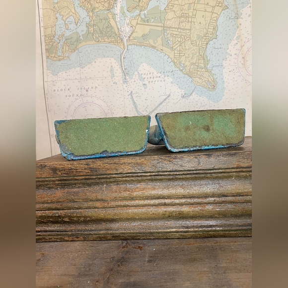 Vintage Cast Iron Bookends Nautical Sailing Pirate Ship Beach Coastal Turquoise - Picture 6 of 6